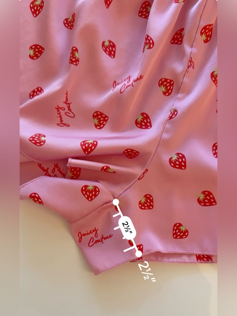 Juicy Couture Strawberry Satin Pajama Set Pink Cami Shorts Lounge Set - Picture 7 of 9